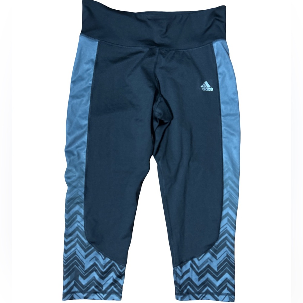 Adidas Climate Black and Gray Chevron Crop Active wear Biking Leggings